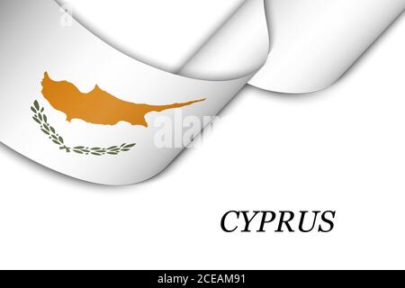 Waving ribbon or banner with flag of Cyprus Stock Vector