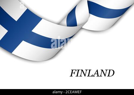 Waving ribbon or banner with flag of Finland Stock Vector