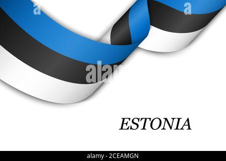 Waving ribbon or banner with flag of Estonia Stock Vector