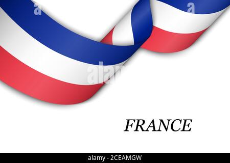 Waving ribbon or banner with flag of France Stock Vector