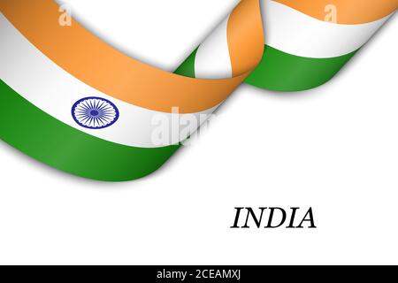 Waving ribbon or banner with flag of India Stock Vector