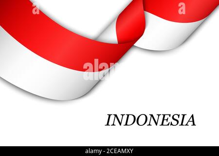 Waving ribbon or banner with flag of Indonesia Stock Vector