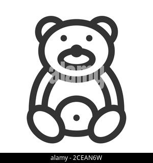 Teddy Bear Toy Icon Cartoon Black And White Stock Vector Image Art Alamy