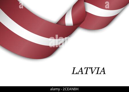 Waving ribbon or banner with flag of Latvia Stock Vector