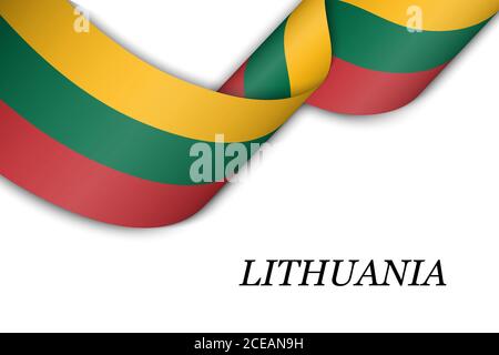 Waving ribbon or banner with flag of Lithuania Stock Vector