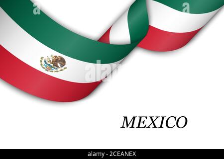 Waving ribbon or banner with flag of Mexico Stock Vector