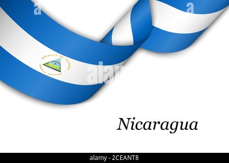 Waving ribbon or banner with flag of Nicaragua Stock Vector