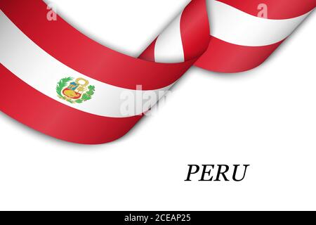 Waving ribbon or banner with flag of Peru Stock Vector