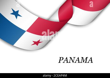 Waving ribbon or banner with flag of Panama Stock Vector