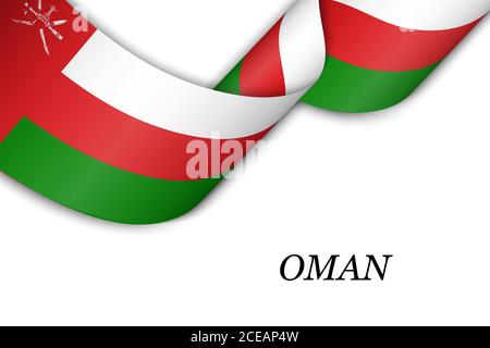 Waving ribbon or banner with flag of Oman Stock Vector