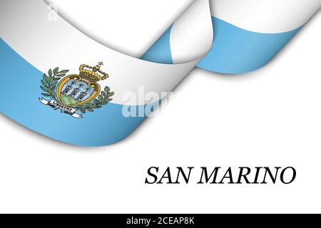 Waving ribbon or banner with flag of San Marino Stock Vector