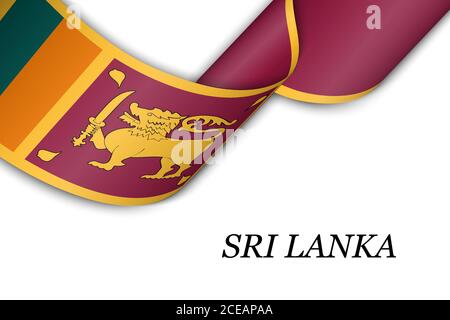Waving ribbon or banner with flag of Sri Lanka Stock Vector
