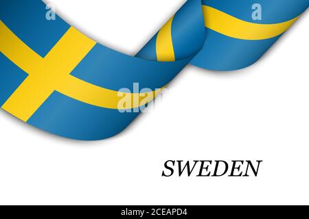 Waving ribbon or banner with flag of Sweden Stock Vector
