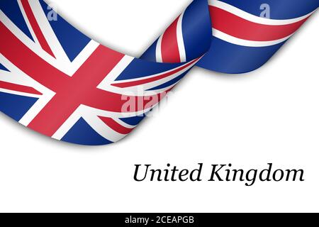 Waving ribbon or banner with flag of United Kingdom Stock Vector