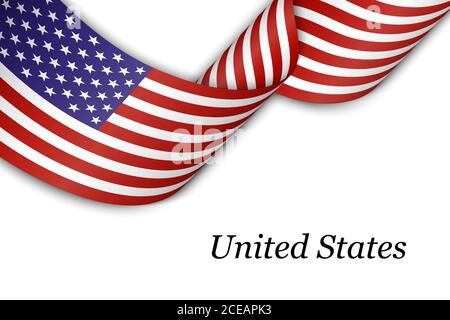 Waving ribbon or banner with flag of United States Stock Vector