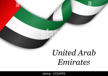 Waving ribbon or banner with flag of United Arab Emirates Stock Vector