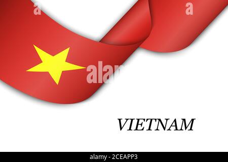 Waving ribbon or banner with flag of Vietnam Stock Vector