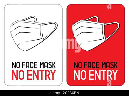 No face mask, no entry - Covid-19, SARS-CoV-2 virus - vector illustration Stock Vector