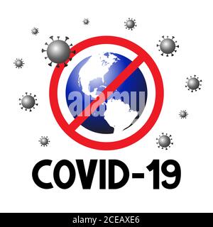 Covid-19, SARS-CoV-2 virus, world map - vector illustration Stock Vector