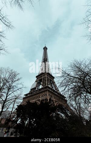 View Eiffel tower from below Stock Photo