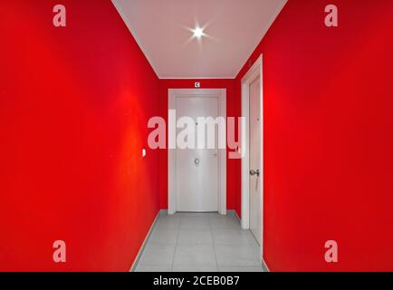 Doors in red corridor Stock Photo