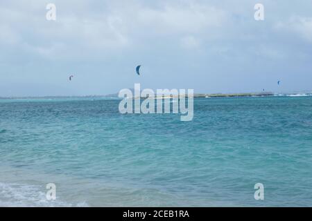 Parachute  surfing water sport Lanikai Beach, Kailua, Oahu, Hawaii Stock Photo