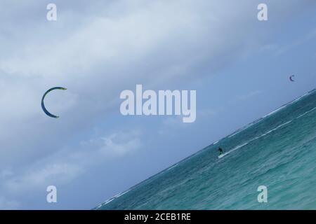 Parachute  surfing water sport Lanikai Beach, Kailua, Oahu, Hawaii Stock Photo