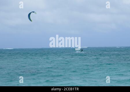 Parachute  surfing water sport Lanikai Beach, Kailua, Oahu, Hawaii Stock Photo