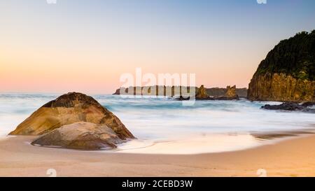 Sunset View of Cathedral Rocks in Kiama Downs Stock Photo