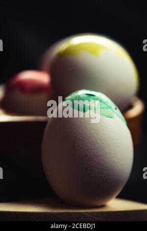 Set of poorly colored eggs Stock Photo