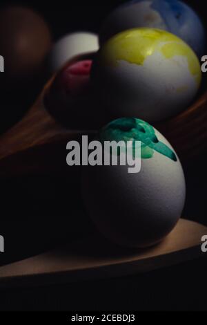 Set of poorly colored eggs Stock Photo