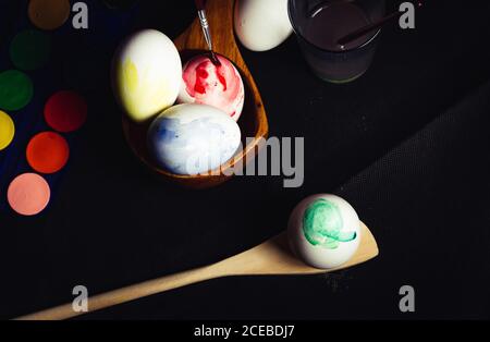 Crop hand painting Easter egg Stock Photo