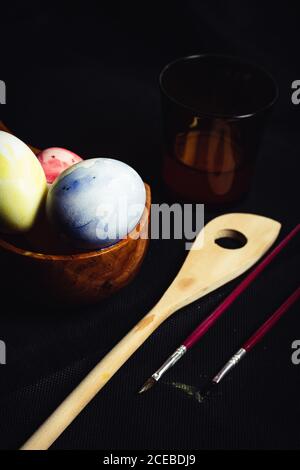 Crop hand painting Easter egg Stock Photo
