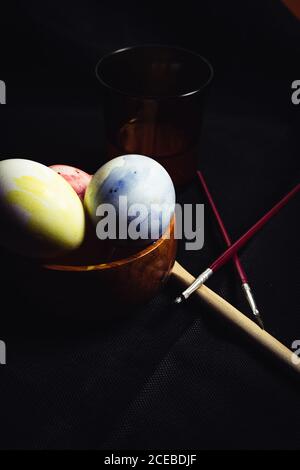 Crop hand painting Easter egg Stock Photo