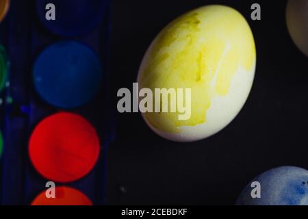 Set of poorly colored eggs Stock Photo