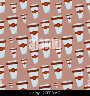 paper coffee cup seamless pattern vector illustration background Stock Vector