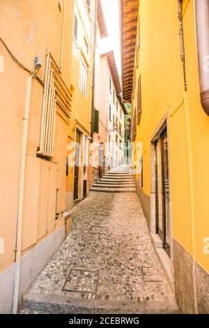 Old Narrow Cobblestone Street in Bellagio. Italy. Europe. Stock Photo