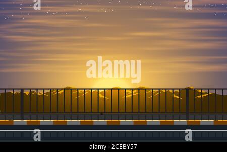 landscape of road on the mountain in morning Stock Vector