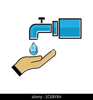 Water management flat icon, hand and drop water icon. Design template vector Stock Vector