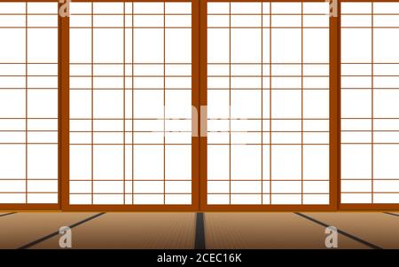 indoor Japanese room in the house Stock Vector