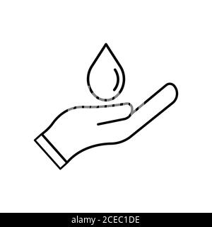 Water management line icon, hand and drop water icon. Design template vector Stock Vector
