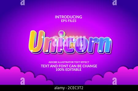 Cute rainbow color 3d shiny. editable font and text style effect. Stock Vector