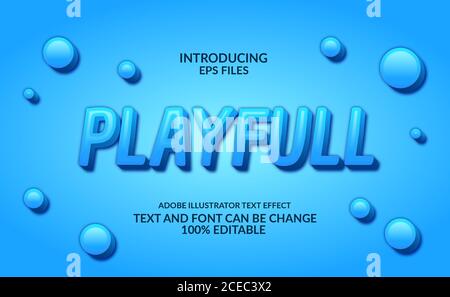 playful blue water color 3d emboss . modern and fun. editable font and text style effect. Stock Vector