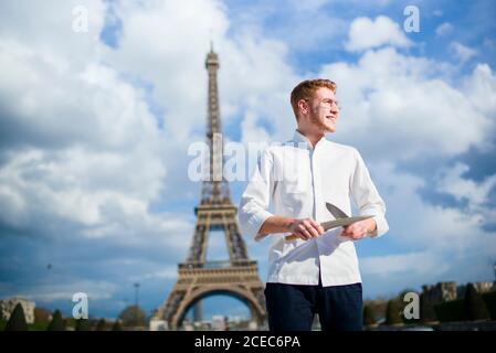 Red-Hair cook with knife in Paris Stock Photo