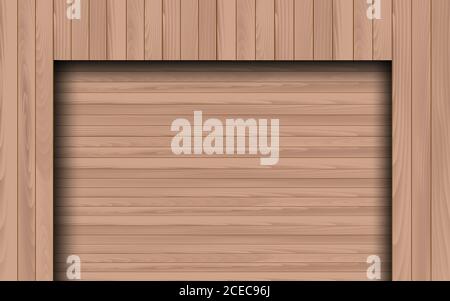 view of wooden garage at the house Stock Vector