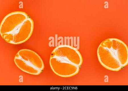 slice of orange fruit, monochrome image with empty space for text Stock Photo