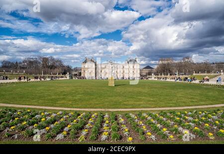 PARIS, FRANCE - MARCH 13, 2108: Garden in Paris, France Stock Photo