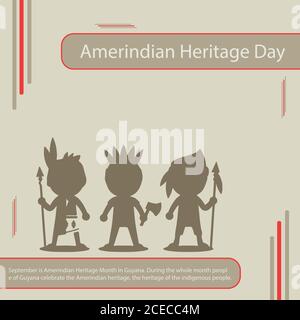 10 September is Amerindian Heritage day in Guyana. During the whole month people of Guyana celebrate the Amerindian heritage, the heritage of the indi Stock Vector