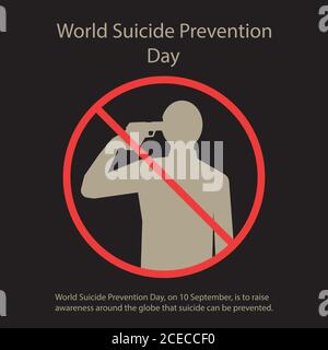 World Suicide Prevention Day, on 10 September, is to raise awareness around the globe that suicide can be prevented. Stock Vector