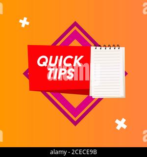 Quick tips Modern helpful tips banner Vector illustration Stock Vector